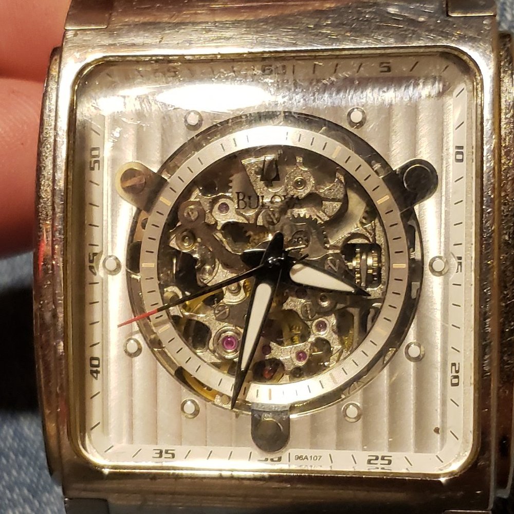Mens bulova watch skeleton c877602
